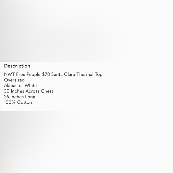 NWT Free People M Santa Clara Thermal in Alabaster White Top New V-Neck $78 ret. - Picture 7 of 7